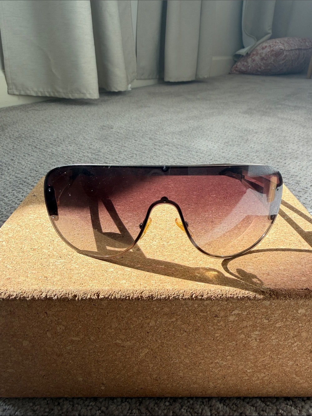 Vintage Versace Shield Sunglasses - Brown Gradient Lenses with Gold Accents